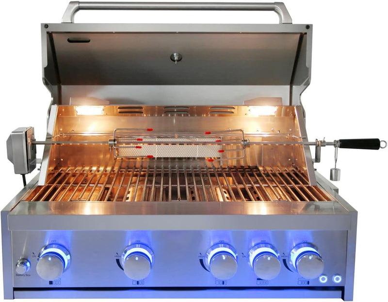 Sonicook 4-Burner Gas Barbecue Grill with Rotisserie with Grill Cabinet- MK04SS304-Set