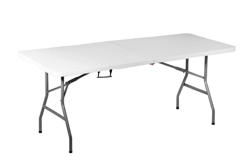 Omega 6 Feet White Portable Indoor/Outdoor Plastic & Metal Folding Table with Handle