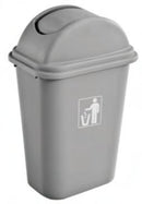Omega Trash Garbage Can Bin with Swing Lid - 9.25 gal (35L) - Grey