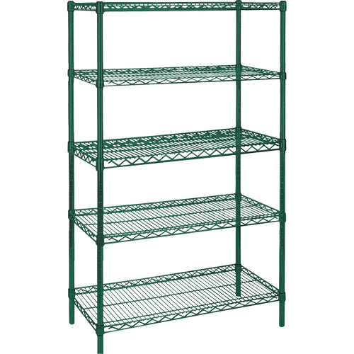 Canarac Green Epoxy Wire Shelf Kits (72" High, 4 Shelves) - Various Sizes