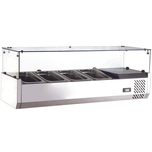 Canco TR-48-4 Refrigerated 47" Topping Rail with Glass Sneeze Guard