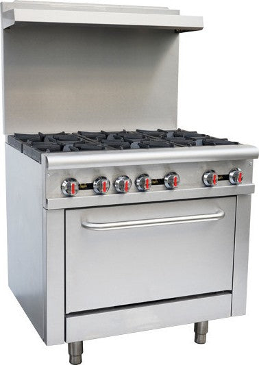 Canco 36" Commercial Natural Gas 6 Burner Stove Top Range RGR36