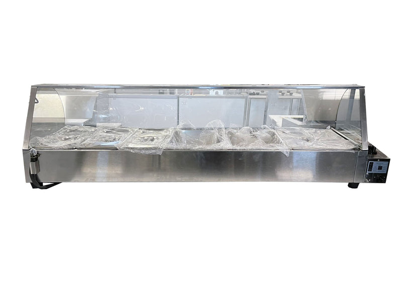 Omega ZEB-95 Electric Bain Marie with Curved Glass Guard - Fits 3 PCs 1/2 Size & 3 PCs 1/3 Size Pans