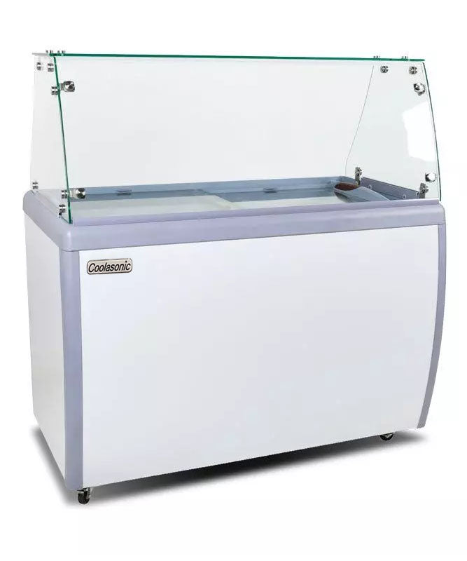 Coolasonic DC-560Y 72" Ice Cream Dipping Cabinet / Freezer with Flat Sneeze Guard and 370 L Capacity - 12 Tubs Capacity