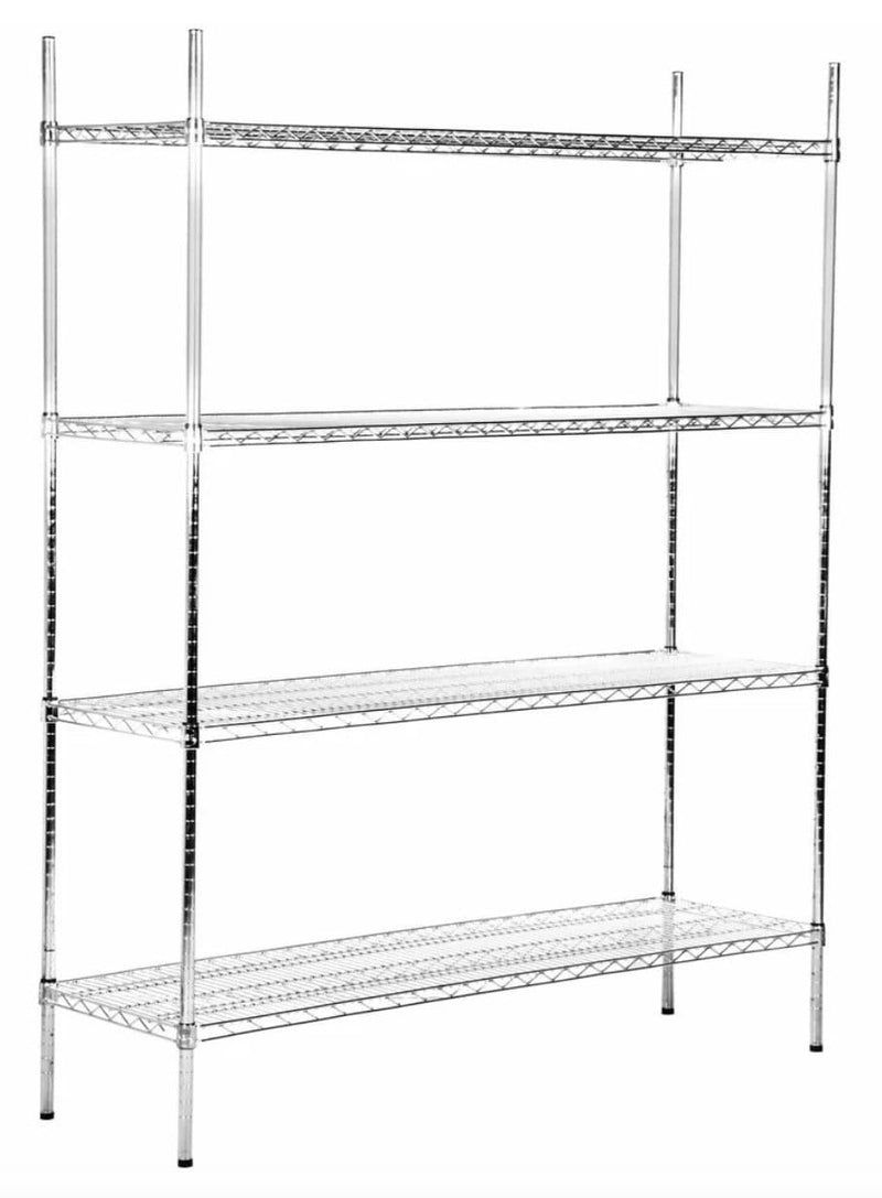 Canarac Chrome/Black Epoxy Wire Shelf Kits (72" High, 4 Shelves) - Various Sizes - Omni Food Equipment