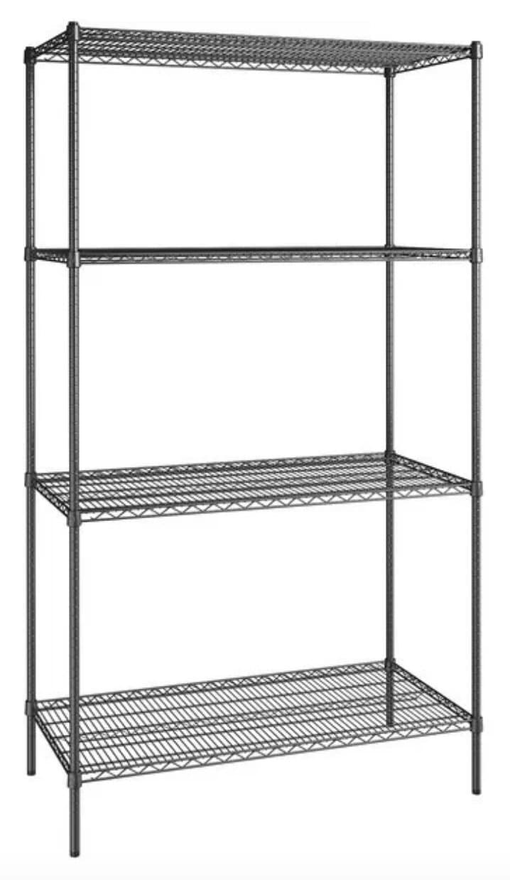 Canarac Chrome/Black Epoxy Wire Shelf Kits (72" High, 4 Shelves) - Various Sizes - Omni Food Equipment