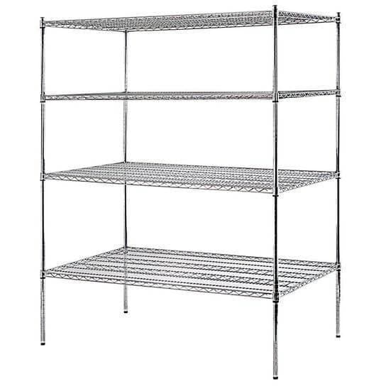 Canarac Chrome/Black Epoxy Wire Shelf Kits (72" High, 4 Shelves) - Various Sizes - Omni Food Equipment