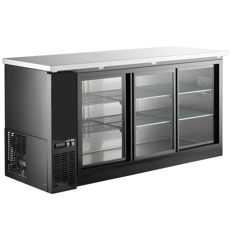 Canco UBB-24-72G Commercial 73" Triple Glass Door Back Bar Cooler - Swing & Sliding Door Options - Omni Food Equipment