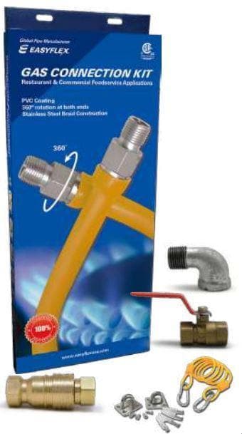 Easy Flex EFGC-FS-034-K1-36 Commercial 3/4" Diameter Quick Disconnect Gas Hose Kit - 36" Hose Length - Omni Food Equipment