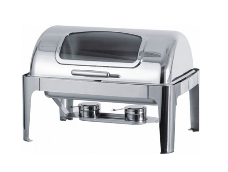 Omega KS61363-1 Deluxe Full Size Roll Top Stainless Steel Chafing Dish With Show Window