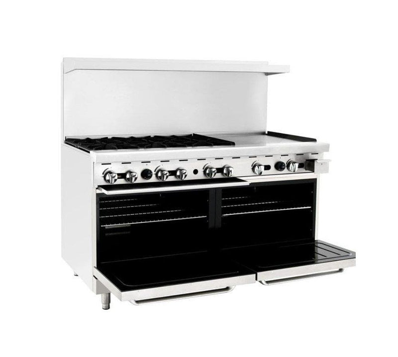 Omega ATO-6B24G Natural Gas 6 Burners with 24" Griddle Stove Top Range - Omni Food Equipment