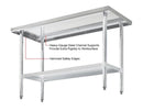 Omega ECONOMY 18 Ga. (1.2mm) Stainless Steel Work Tables - Various Sizes - Omni Food Equipment