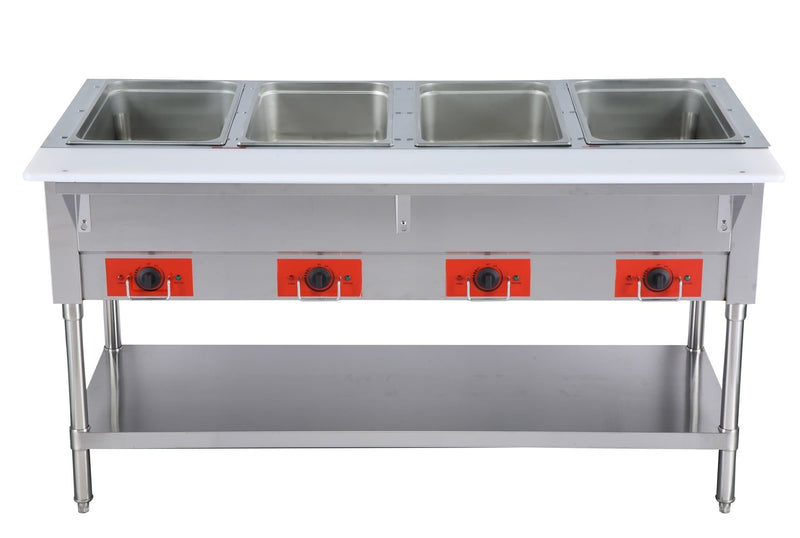 Omega FZ-06D Electric 4 Well Steam Table - 120V or 208-240V, NO WATER REQUIRED - Omni Food Equipment