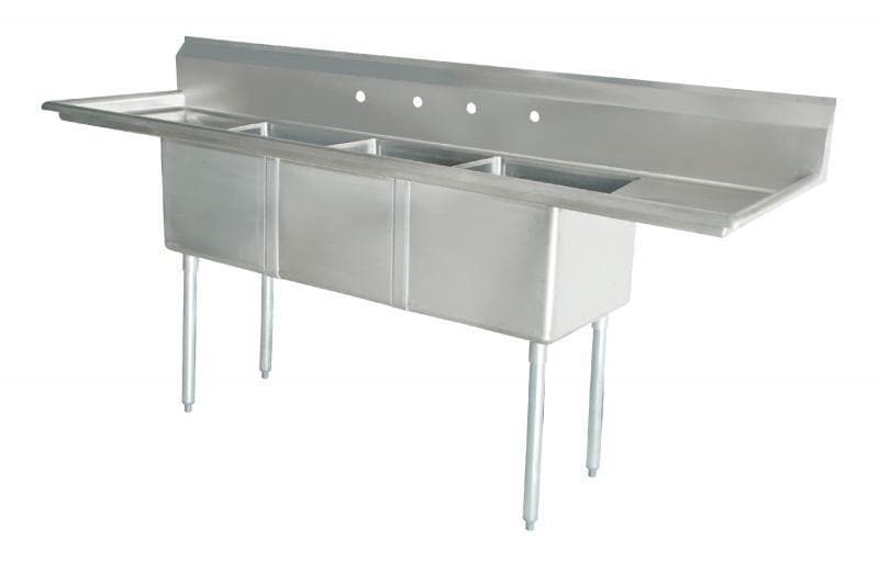 Omega Stainless Steel Sinks with Drainboard - Various Configurations - Omni Food Equipment