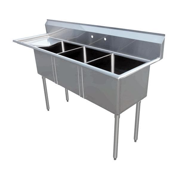 Omega Stainless Steel Sinks with Drainboard - Various Configurations - Omni Food Equipment