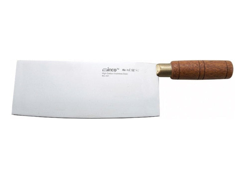 Winco 8" Chinese Cleaver With Wooden Handle - Omni Food Equipment