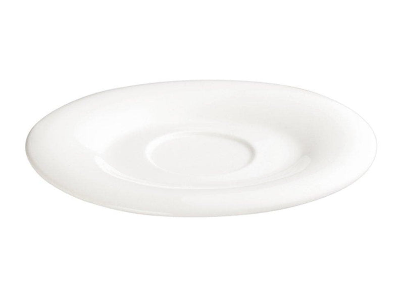 Winco Ardesia Ocea Creamy White Porcelain Oval Saucer - Omni Food Equipment