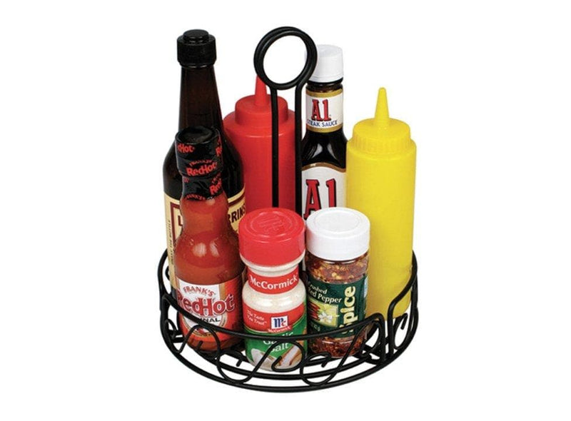 Winco Black Wire Round Condiment Caddy - Omni Food Equipment