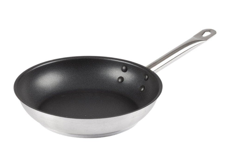 Winco Excalibur Stainless Steel Non Stick Fry Pan - Various Sizes - Omni Food Equipment