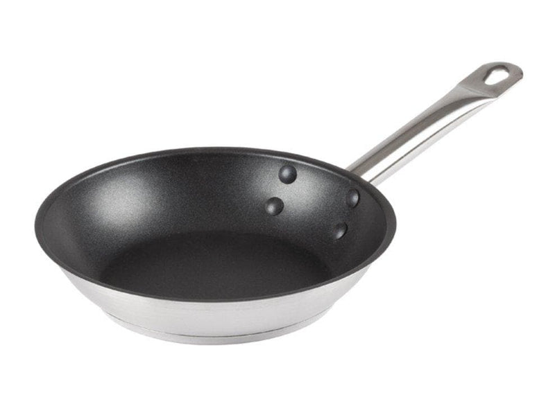 Winco Excalibur Stainless Steel Non Stick Fry Pan - Various Sizes - Omni Food Equipment