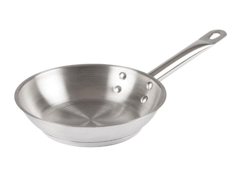 Winco Stainless Steel Fry Pan - Various Sizes - Omni Food Equipment