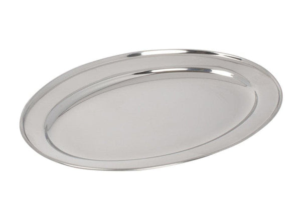 Winco Stainless Steel Oval Platter - Various Sizes - Omni Food Equipment