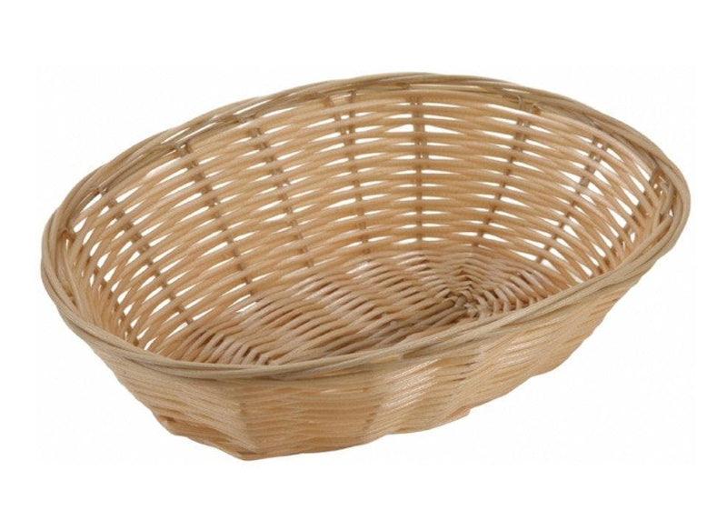 Winco Tan Poly Woven Baskets (Pack of 12) - Various Sizes - Omni Food Equipment