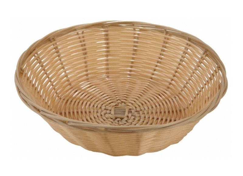 Winco Tan Poly Woven Baskets (Pack of 12) - Various Sizes - Omni Food Equipment