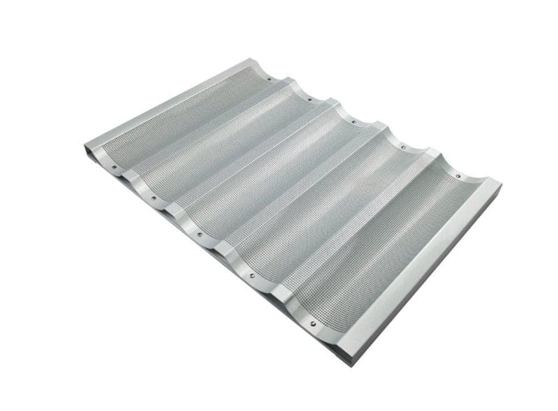 Winco Wide Aluminum Baguette Pan - 5 Slot - Omni Food Equipment