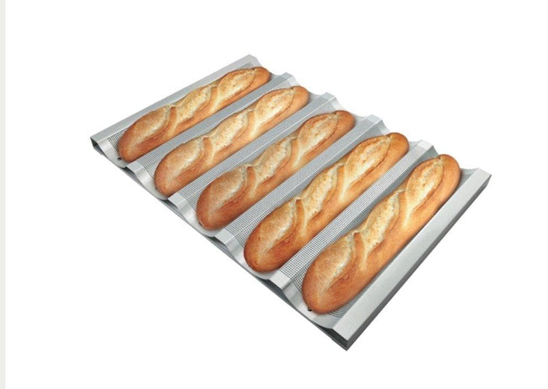 Winco Wide Aluminum Baguette Pan - 5 Slot - Omni Food Equipment